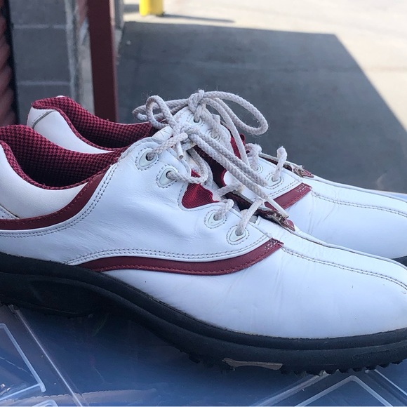 Footjoy Golf Shoes, #97322 Women’s White/Red Leather, Mens US Size 7M - Picture 3 of 10